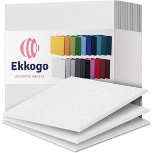 Ekkogo Acoustic Panels 12-Pack Soundproof Dampening Wall Square 12 Pack, White
